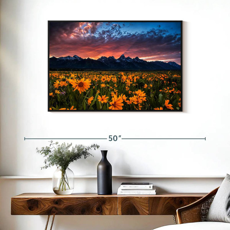 Grand Teton Wildflowers, Cadre flottant noir, 37 po x 25 po