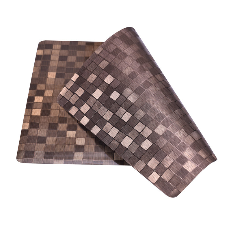 Ensemble de 6 napperons en PVC Dec Check, Brun