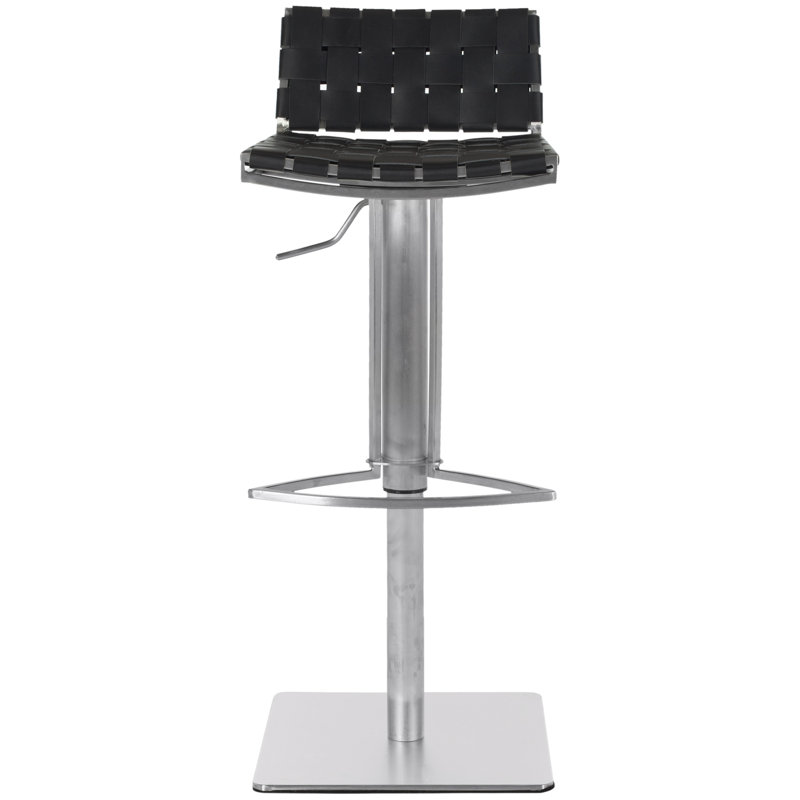 Barber Swivel Upholstered Adjustable Height Counter Stool with Stainless Steel Frame, Black