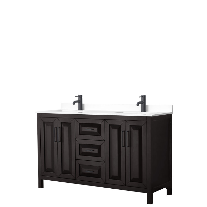 Daria 60'' W Double Vanity, Dark Espresso, Matte Black