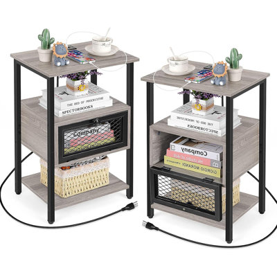 End Table Set and Built-In Outlets