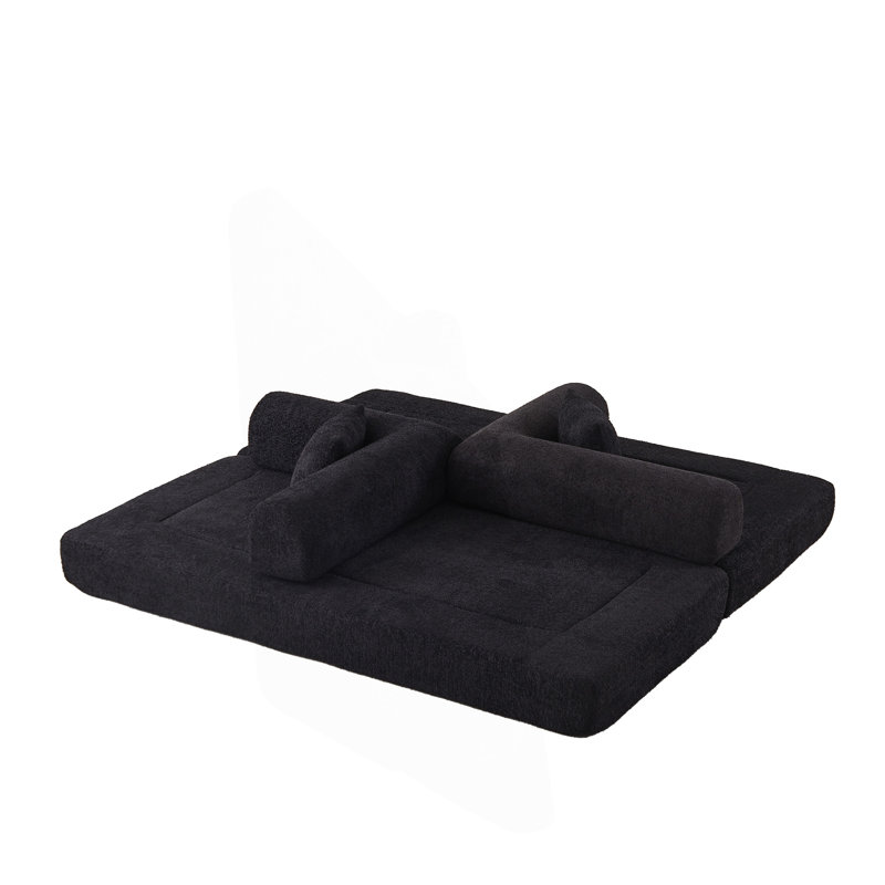 Convertible Chenille Sleeper Sofa with Removable Armrests