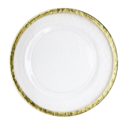 Plat de service en verre martelé glace dorée 13 po