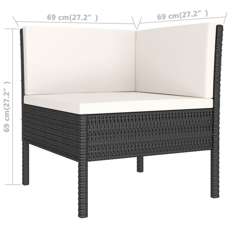 Bayshawne 9 Piece Lounge Chair with Cushions, Black, Cream White, 7