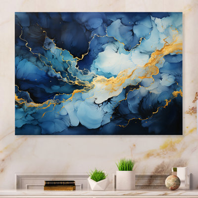 " Blue And Gold Abstract Hurricane "
