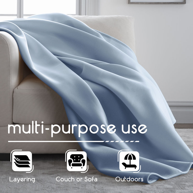 Vellux Flocked Fiber Throw Blanket, Bluebell, Queen