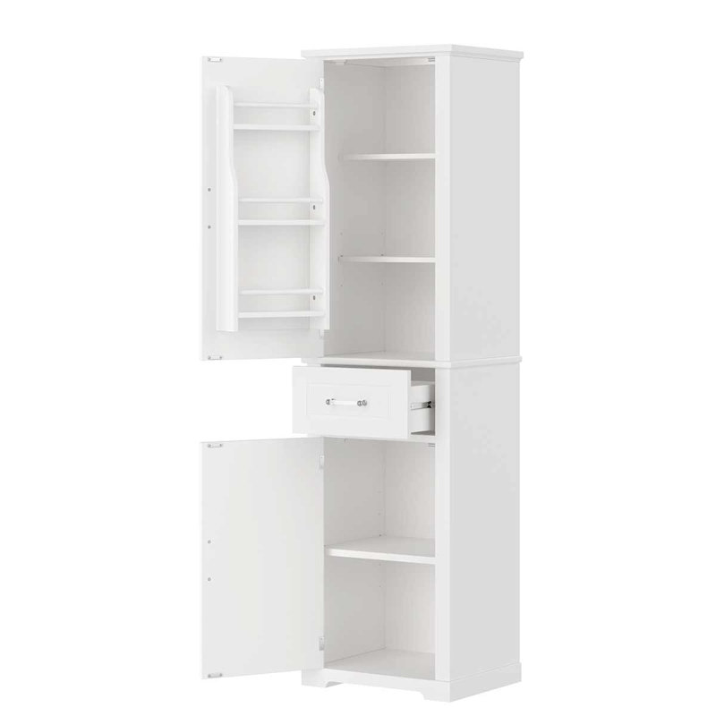 Freestanding Tall Storage Cabinet With 2 Doors And Adjustable Shelf For Bathroom, White