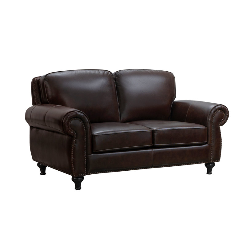 Perryton 64'' Leather Loveseat, Coffee Brown Top Grain Leather