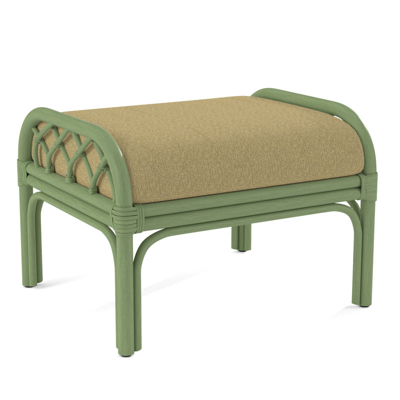 Edgewater Ottoman, Celery, White Performance Fabric; 0851-94