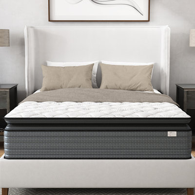 Matelas simple de 14 po, plateau-coussin, relief, transfert de mouvement faible, eau, style gris et blanc, rembourrage en mousse à mémoire de forme, conception à ressorts, - États-Unis, résistance de lit réglable, abat-jour, bourre, base