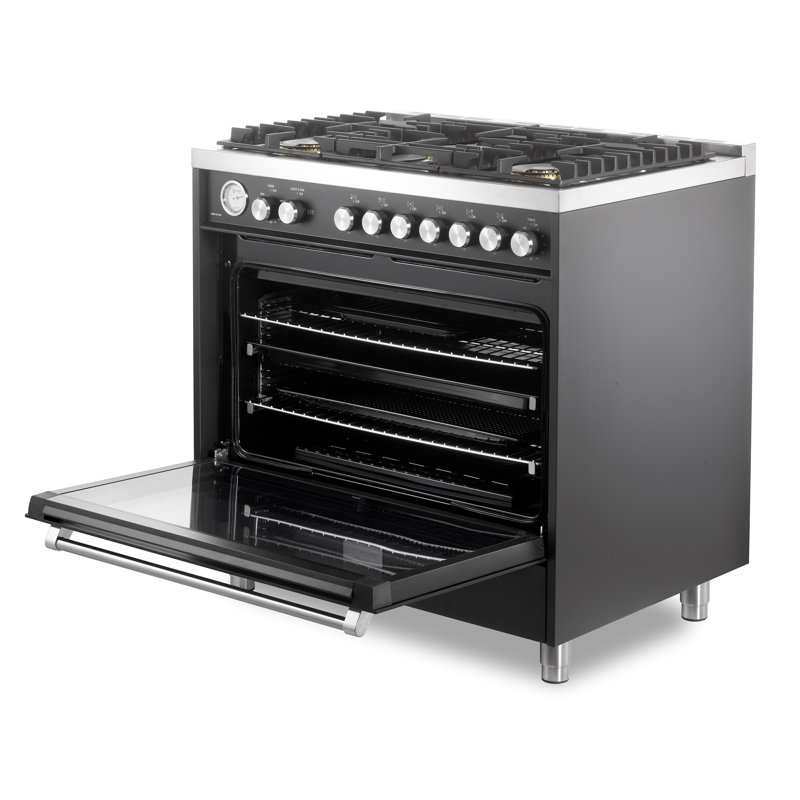 Verona Ultima 36" 5 Burner Single Gas Range, Black