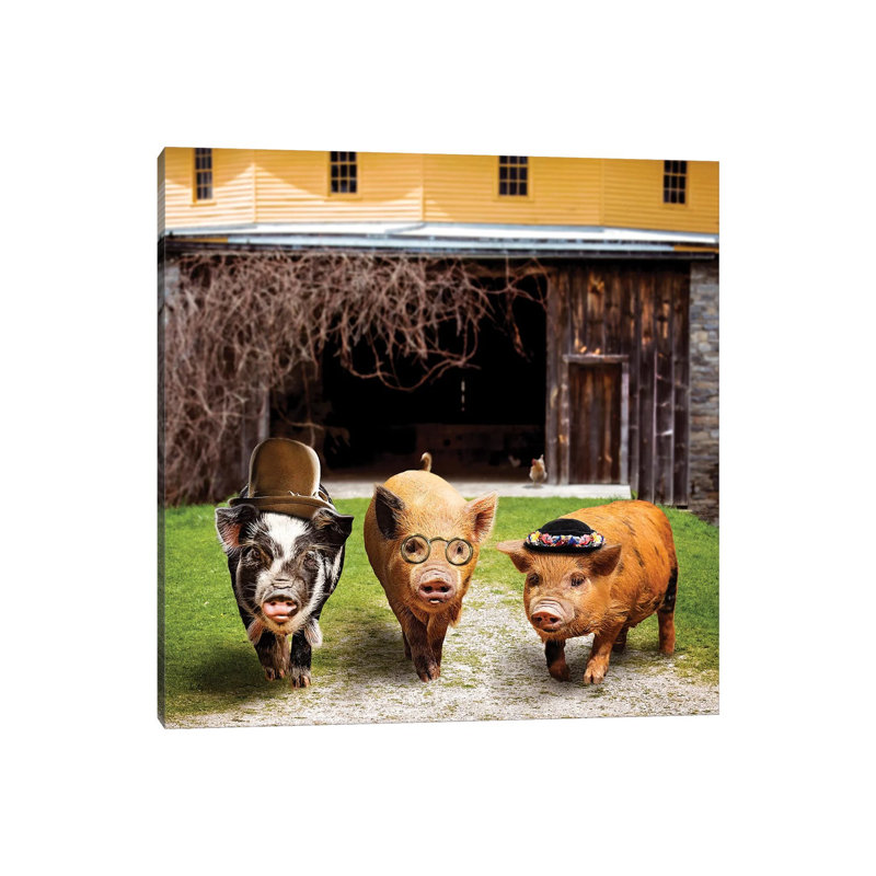 Pig Gang 1 Piece Wrapped Canvas Painting, 45.72cm H x 45.72cm W x 1.905cm D