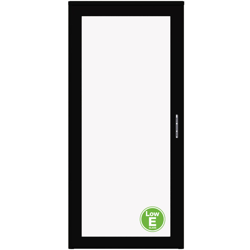 Platinum Interchangeable Full Glass Storm Door with Low-E (handle sold separately), 81" H x 36" W, Right Hand/Outswing, Black