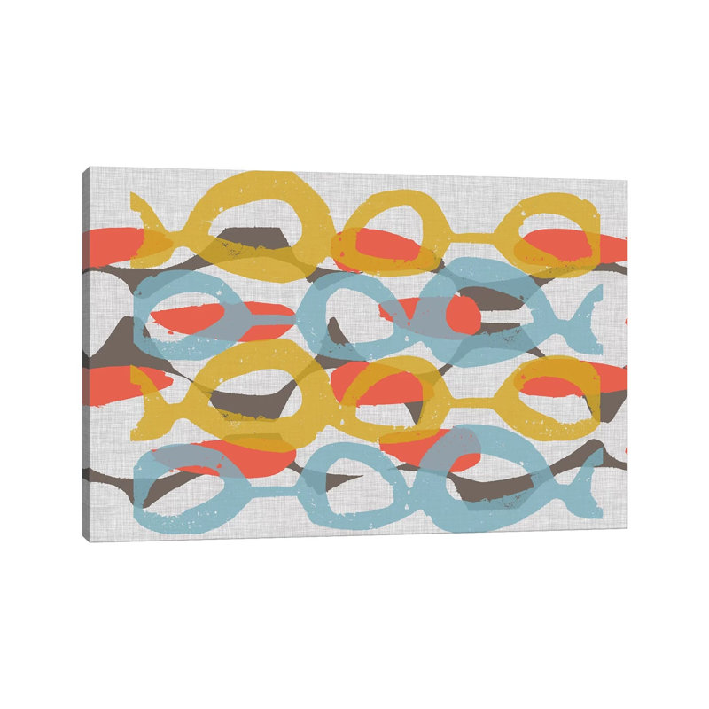 Mid Century Pattern I by Jennifer Goldberger - Wrapped Canvas Painting, 20.32 cm H x 30.48 cm W