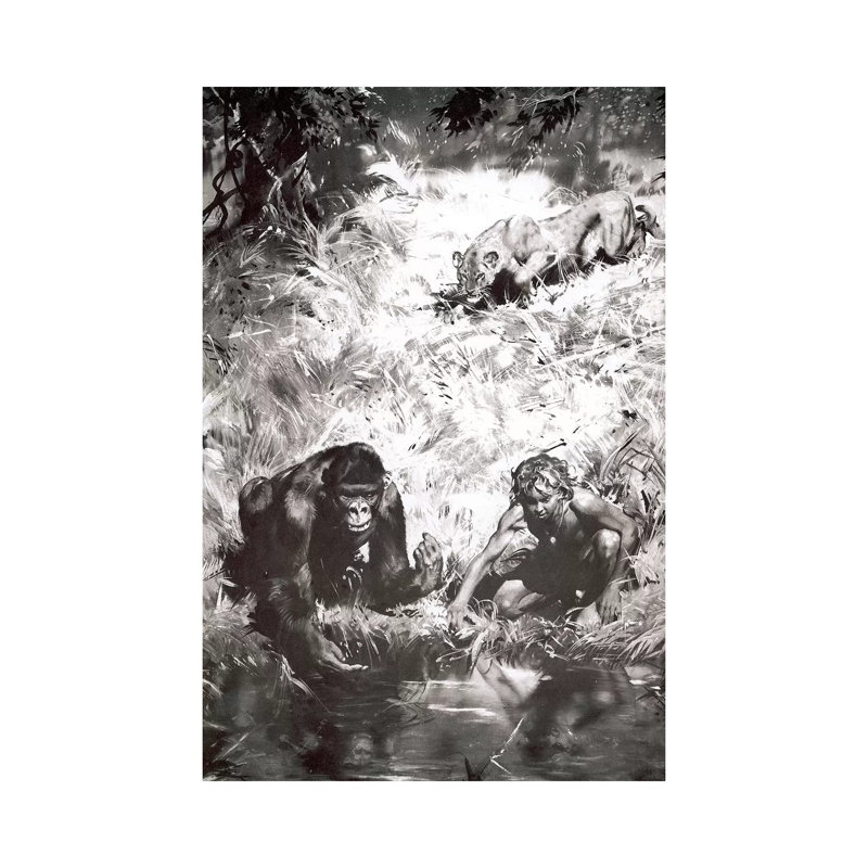 Tarzan Of The Apes, Chapter V by Zdeněk Burian - No Frame Print on Canvas, 30.48 cm H x 45.72 cm W
