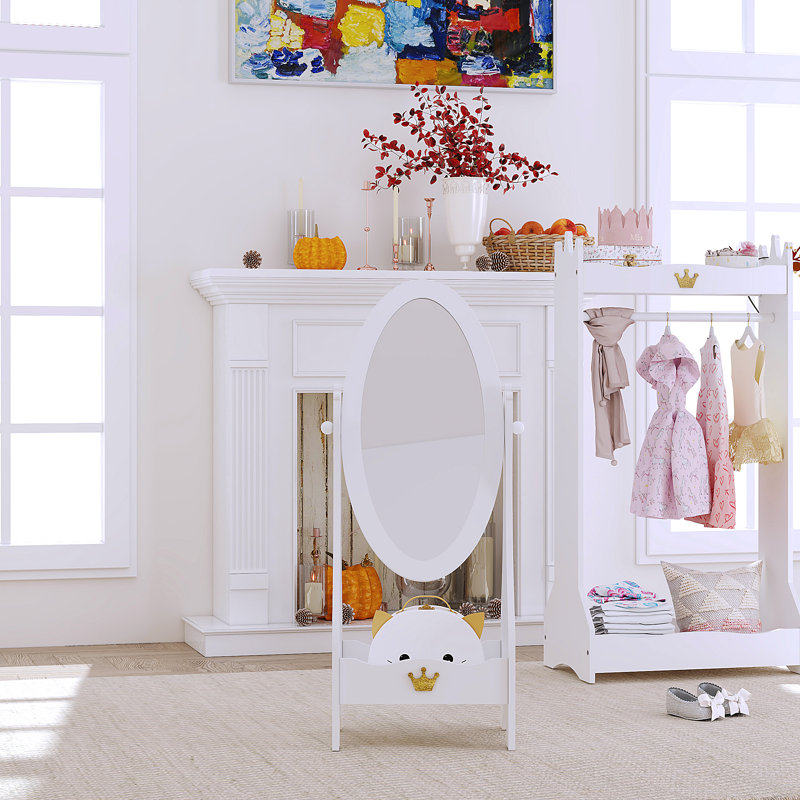 Javin Wood Oval Floor Mirror