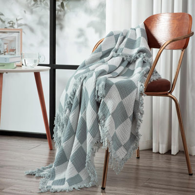 Kendall Plaid Cotton Gauze Throw Blanket