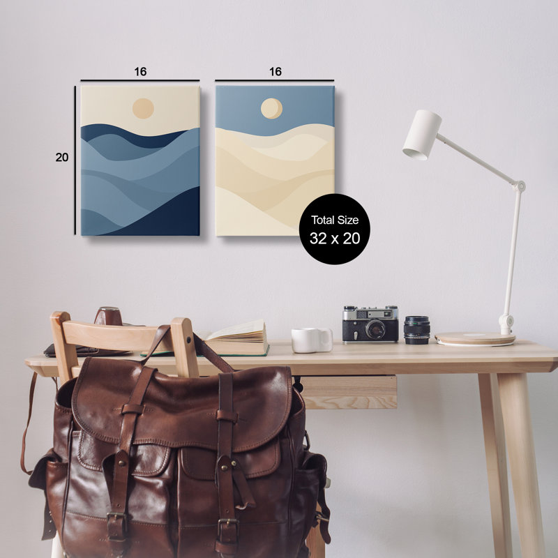  «Boho Waves & Dunes», ensemble de 2 toiles murales par Daphne Polselli, H 20 po x l 16 po