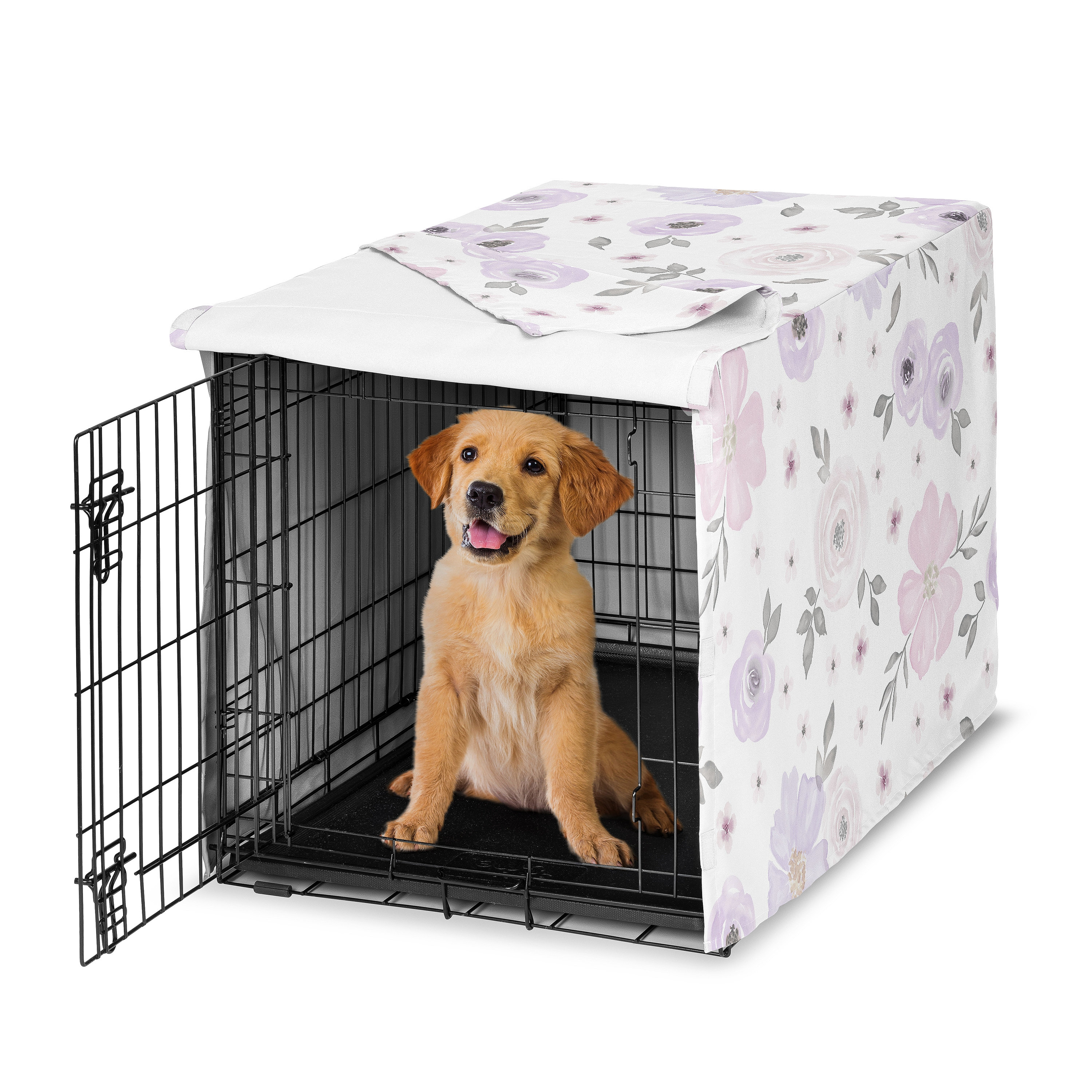 Photo inspiration: Fresh Look at Sweet Jojo Designs Watercolor Floral Lavender And Grey Dog Crate
