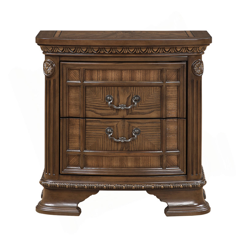 Table de chevet traditionnelle 1Pc avec 2 tiroirs de rangement