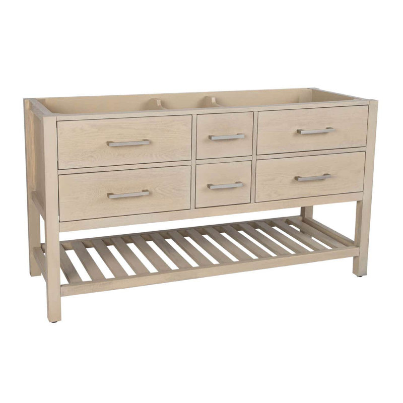 Nahlani 59'' Double Bathroom Vanity Base Only, Light Oak