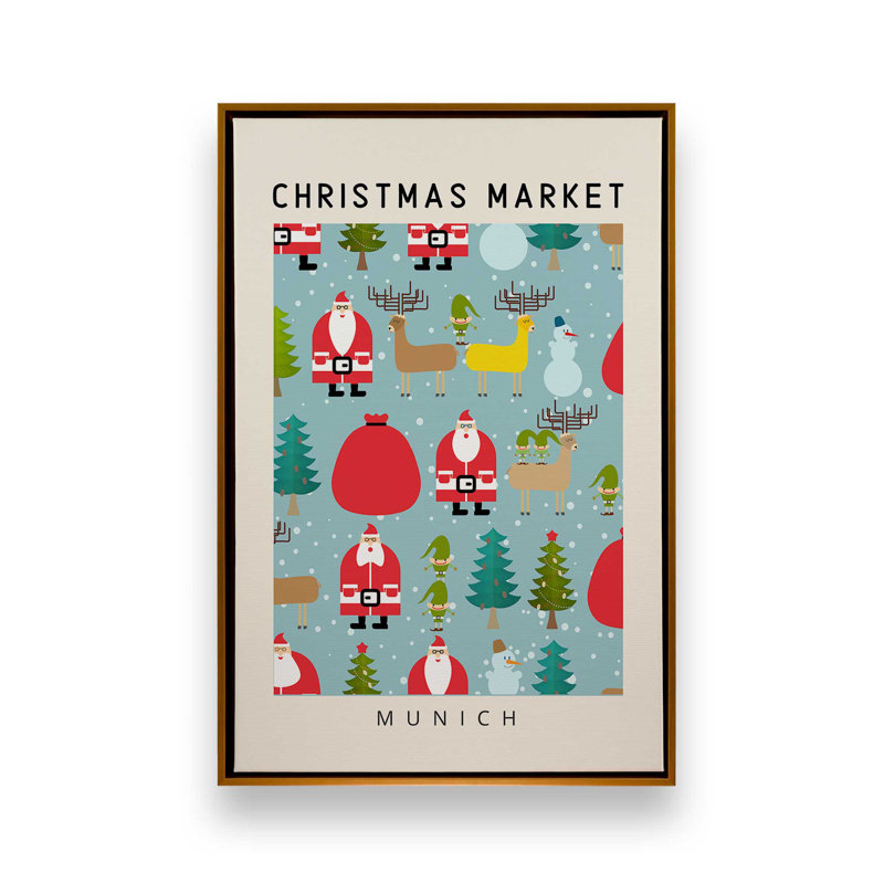 «Munich Christmas Market», reproduction sur toile, Cadre flottant doré, H 48,75 po x l 32,75 po