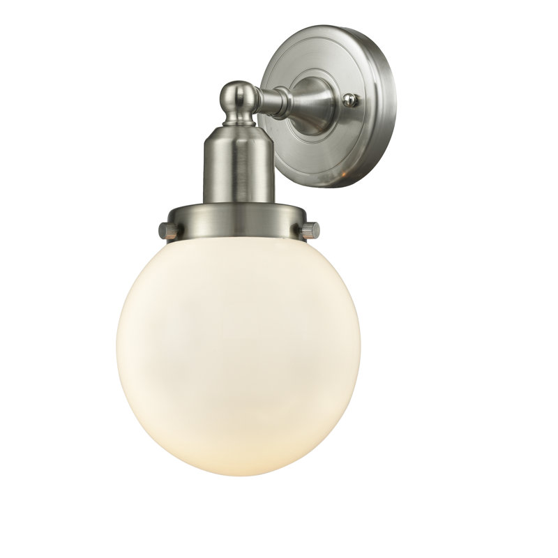 Applique murale à bras 1 lumière Amhurst, Blanc, Nickel satiné brossé, DEL