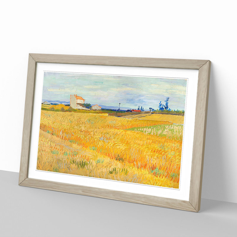 Wheat Field by Vincent Van Gogh - Picture Frame Painting, Oak, 48cm H x 65cm W x 2cm D