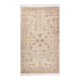 Tapis ivoire en laine noué à la main de conception unique 3 pi 1 po x 5 pi 2 po Hayner