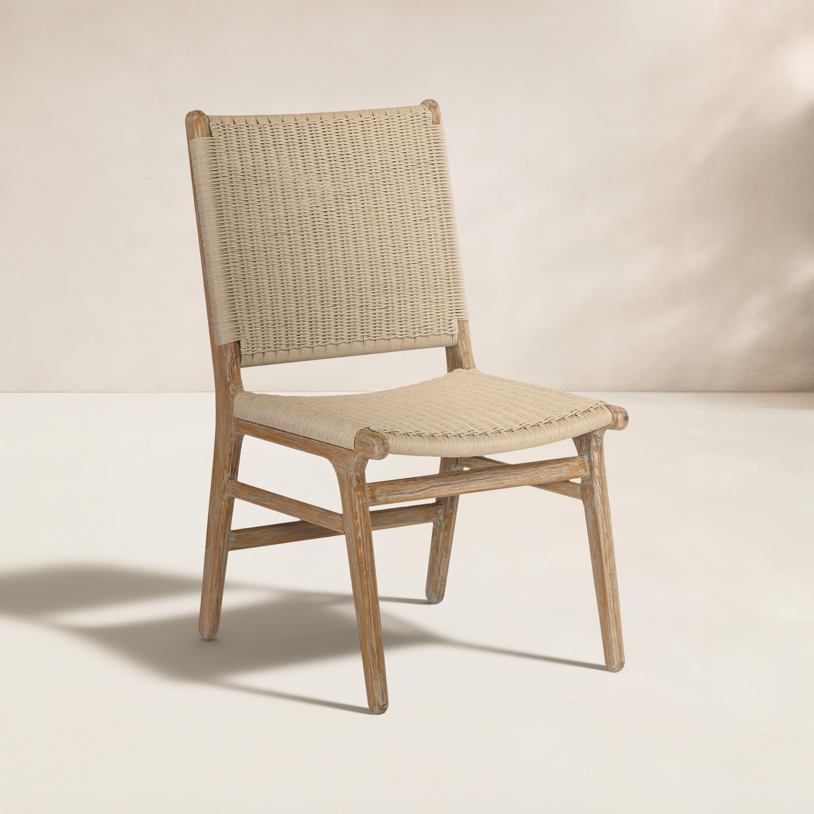 Sedona Teak Premium All-Weather Wicker Outdoor Dining Side Chair