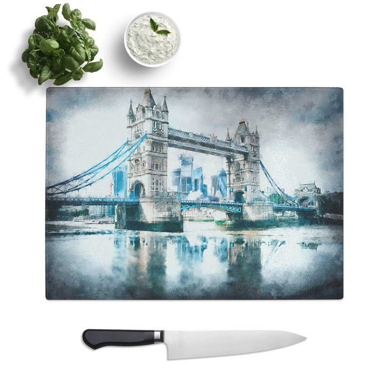 Tempered Glass London Bridge Chopping Board, 20 cm x 28.5 cm
