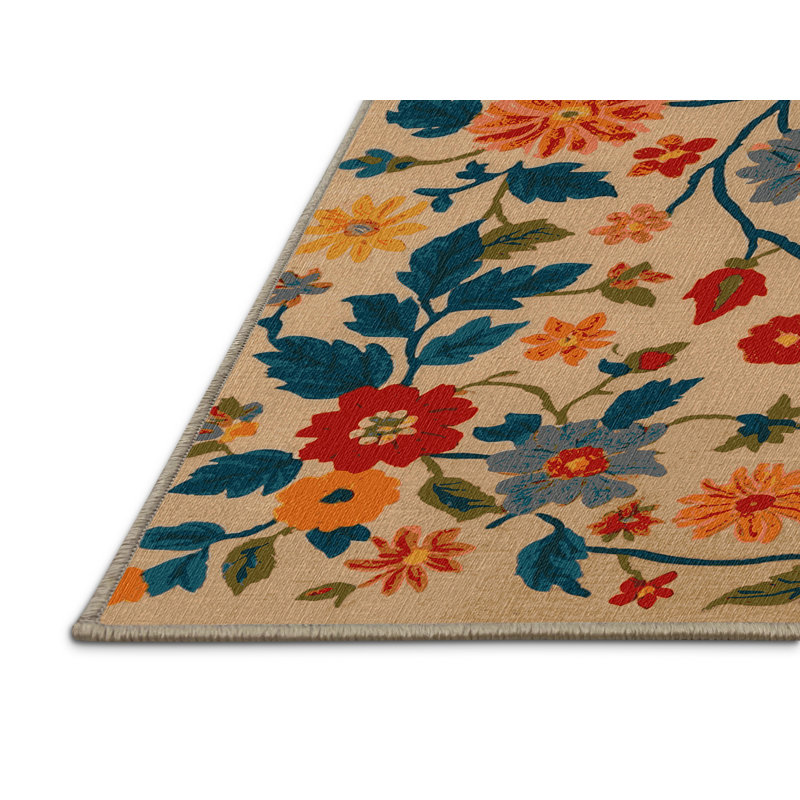 Washable Flower Garland Farm Area Rug, Rectangle 2' x 3'