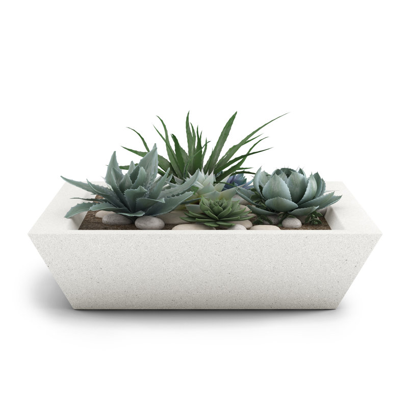 Newport Shallow Concrete Planter , Smokey Blue, 6" H x 24" W x 24" D