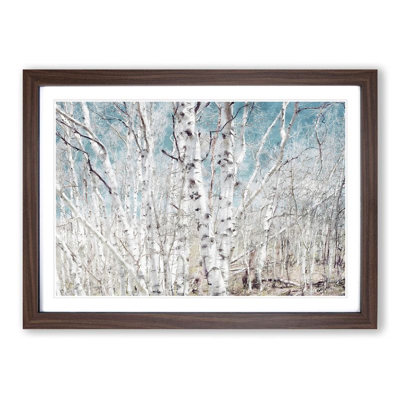 Birch Trees In Utah Painting - Single Picture Frame Print on MDF, 45cm H x 33cm W x 2cm D, Walnut