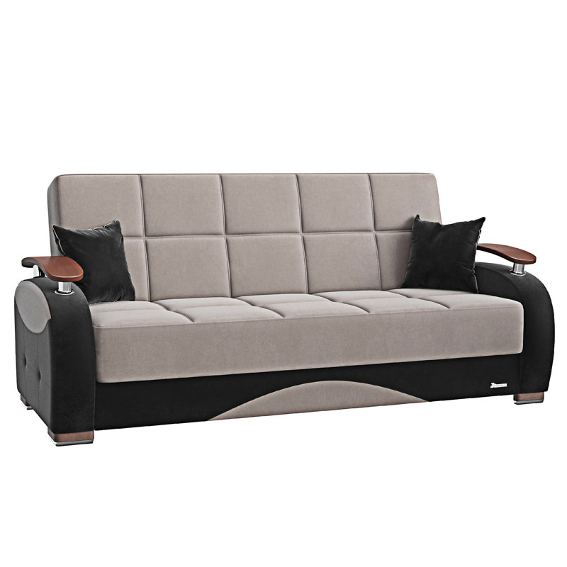 Canapé-lit rembourré convertible avec rangement, Gris