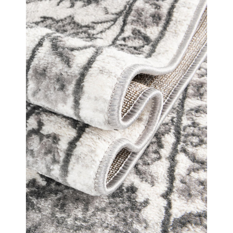 Musselman Rug, Round 5'1", White Gray