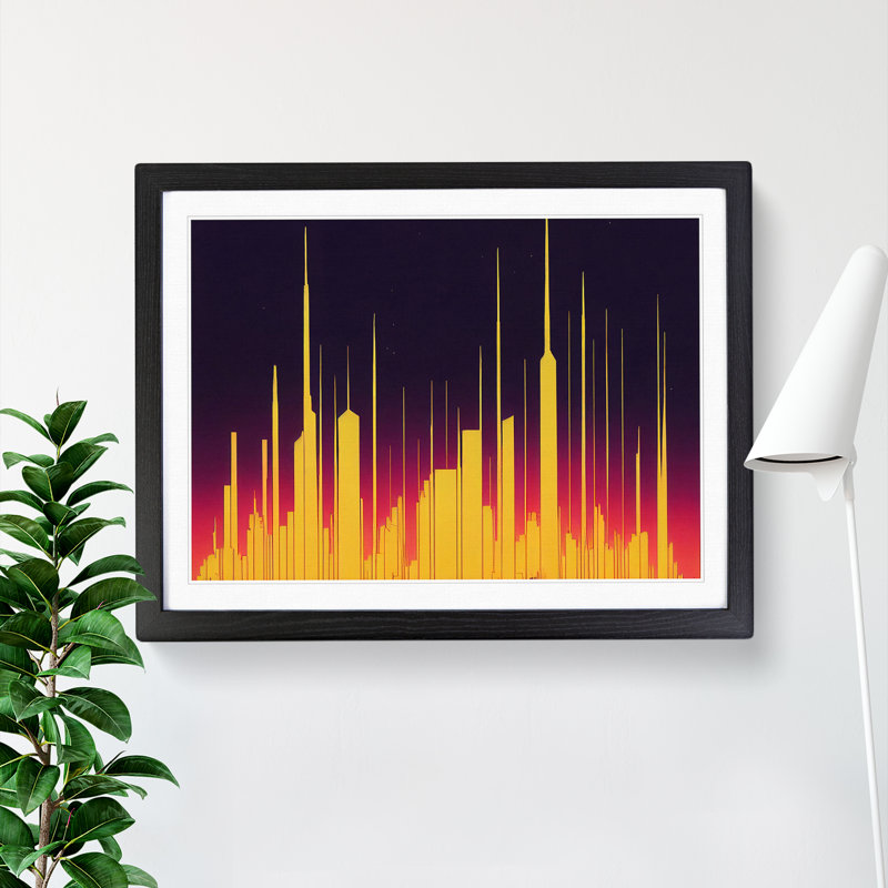 Uplifting Abstract City Skyline - Framed Print, Black, 46cm H x 64cm W x 2cm D