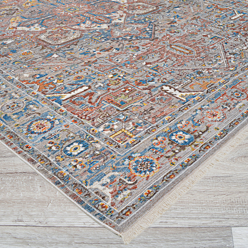 Tapis brun brique / multicolore Temaka Kerman, 8 pi 6 po x 13 pi 6 po