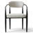 46" Round Black Pedestal Dining Table With 4 Upholstered Armchairs In Beige-1135315426