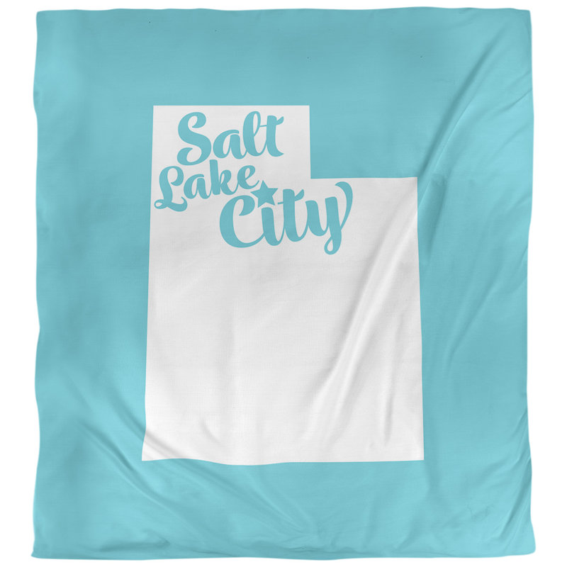 Housse de couette réversible simple Salt Lake City Utah, Microfibre, Housse de couette pour grand lit, Bleu sarcelle