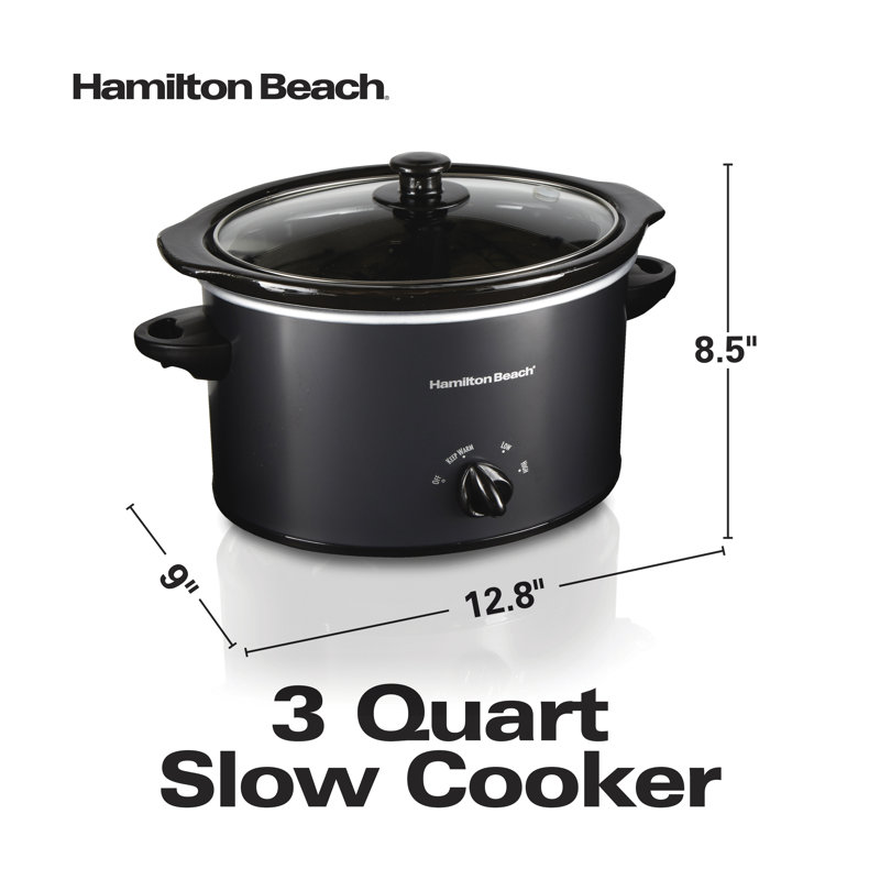 Hamilton Beach 3-Quart Black Stoneware Slow Cooker with Timer