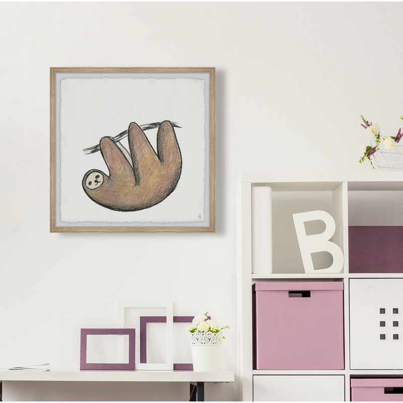Cathy The Lazy Sloth Framed Print, 32" H x 32" W x 1.5" D