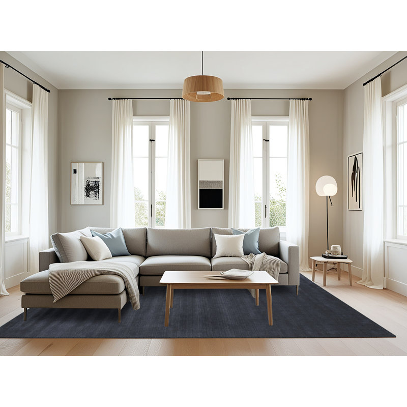 Tapis contemporain bleu foncé, Rectangle 8 pi x 12 pi