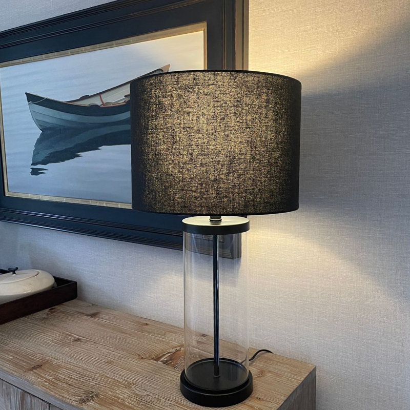 Glass Desk Lamp, Black, Black