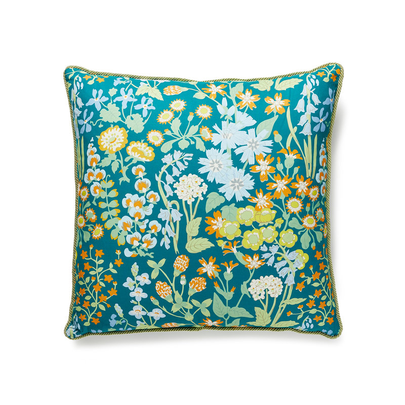 Folklore Square Pillow Cover & Insert, 22" x 22", Emerald