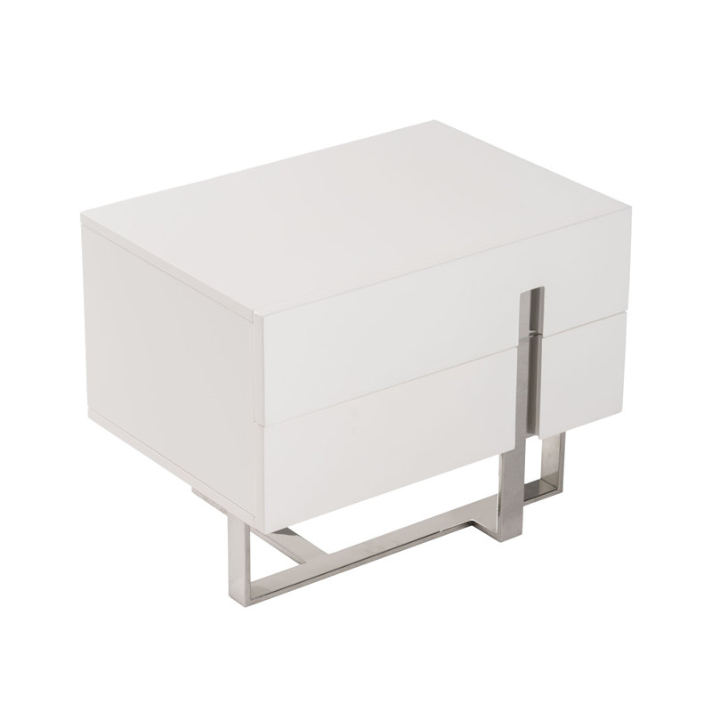Table de chevet 2 tiroirs blanche Abriel