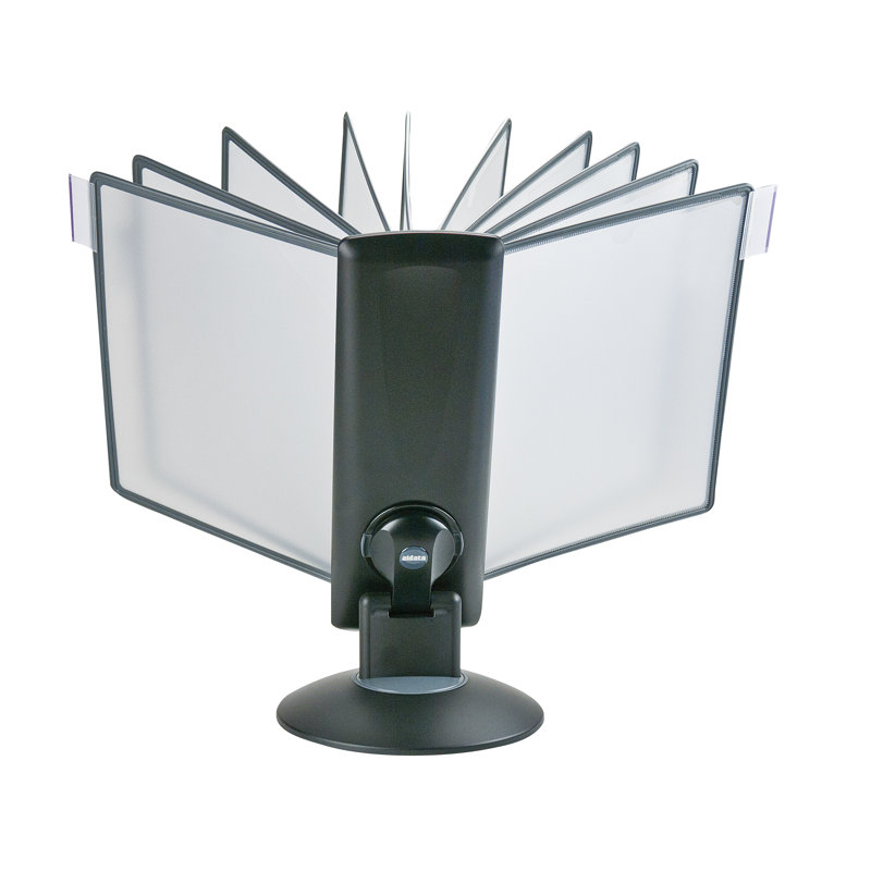 Black Rotating Polypropylene Reference Organizer with 10 Panels