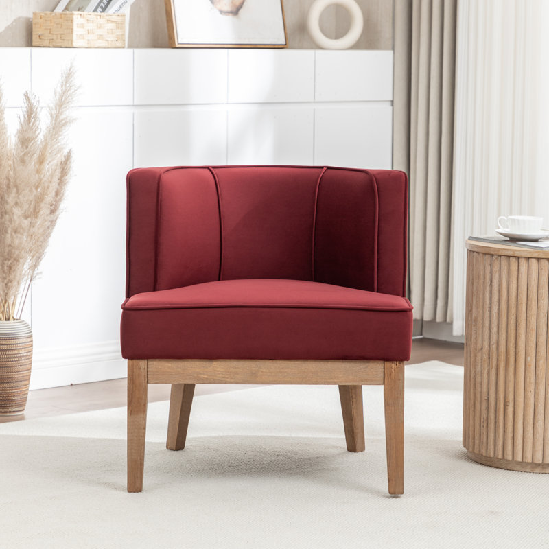 Fauteuil demi-tonneau Karoll, Velours rouge, 1