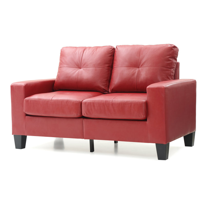 Vegas Upholstered Loveseat, Red Faux Leather