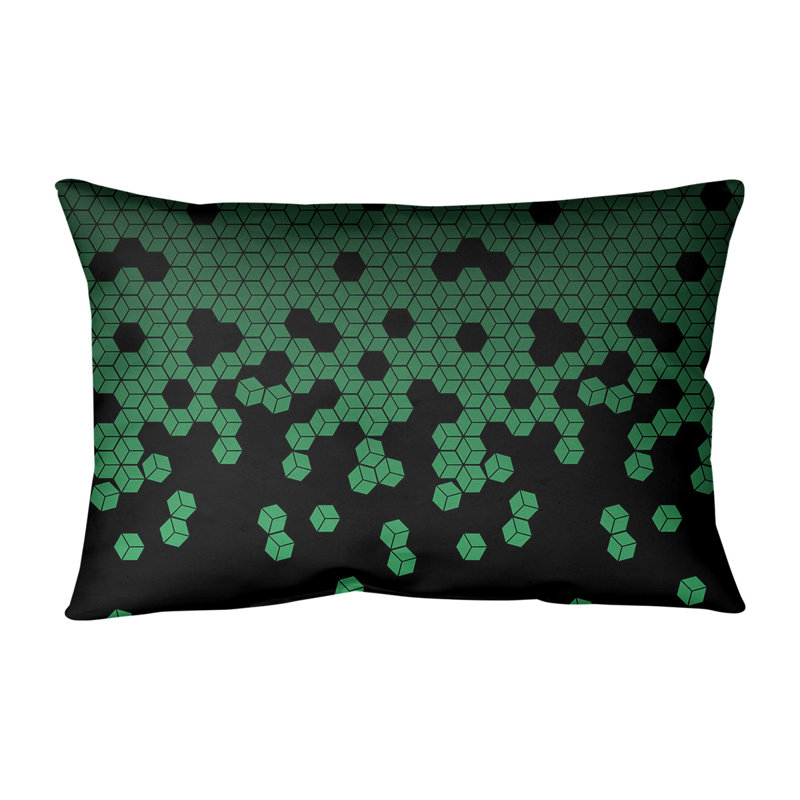 Katelyn Elizabeth Geometric Linen Reversible Throw Pillow, Poly Fill, Green